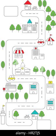 Linea semplice città urbana icona mappa su sfondo bianco Illustrazione Vettoriale