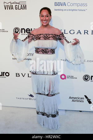 Tracee Ellis Ross arrivando a Elton John Oscar Party a Beverly Hills, Los Angeles, Stati Uniti d'America. Foto Stock