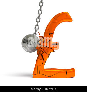 "Brexit' Wrecking Ball distruggendo un enorme golden cancelletto Foto Stock
