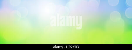 Luminose sognanti bokeh effetti in sfumature di bianco, verde e blu Foto Stock
