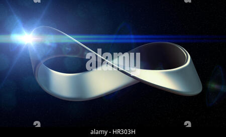Metallo striscia di Mobius nello spazio (3d'illustrazione) Foto Stock