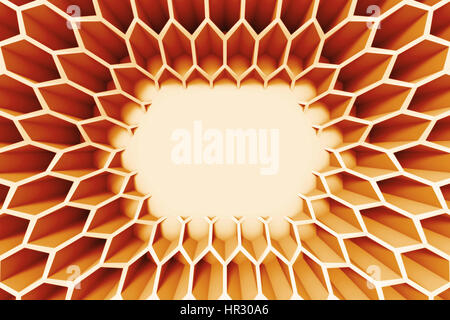 Arancione sfondo astratto con un esagono struttura di telaio (3d'illustrazione) Foto Stock