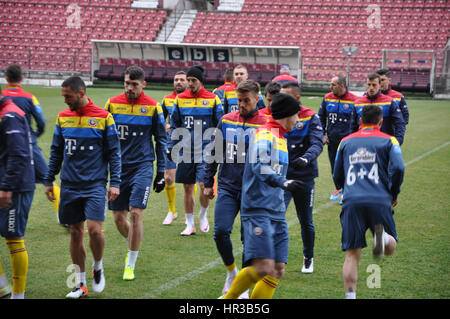 A Cluj Napoca, Romania - 26 Marzo 2016: la nazionale di calcio della Romania la riproduzione durante una sessione di allenamento prima della partita amichevole contro la Spagna Foto Stock