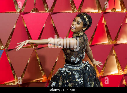 Los Angeles, Stati Uniti d'America. 26 Febbraio, 2017. L'attrice Janelle Monae arriva per il tappeto rosso dell'ottantanovesimo Academy Awards al Dolby Theatre di Los Angeles, Stati Uniti nel febbraio 26, 2017. Credito: Yang Lei/Xinhua/Alamy Live News Foto Stock