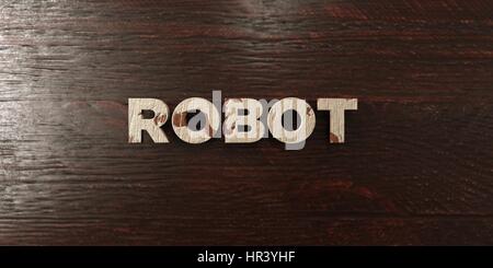 Robot - grungy headline in legno su Acero - 3D reso Royalty free stock foto. Questa immagine può essere utilizzata per un sito online banner pubblicitario o una stampa pos Foto Stock