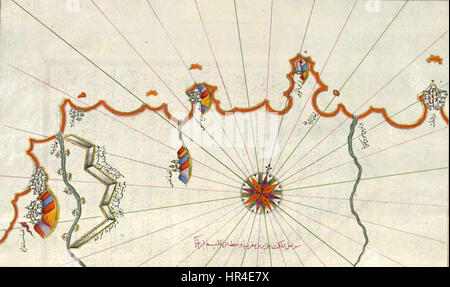 Piri Reis - Mappa della costa algerina intorno Mostaganem - Walters W658269B - Pagina completa Foto Stock