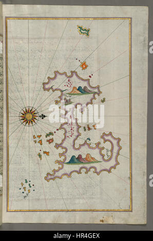 Piri Reis - Mappa dell'isola di Istanbul - Walters W658344B - Pagina completa Foto Stock