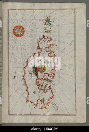 Piri Reis - Mappa dell'isola di Malta - Walters W658222B - Pagina completa Foto Stock
