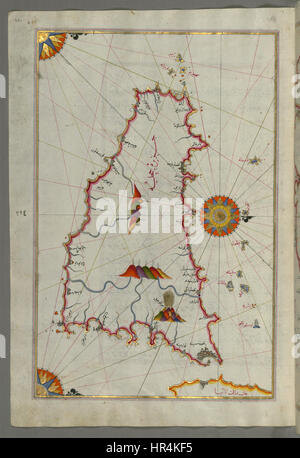Piri Reis - Mappa dell'isola di Sicilia - Walters W658221A - Pagina completa Foto Stock