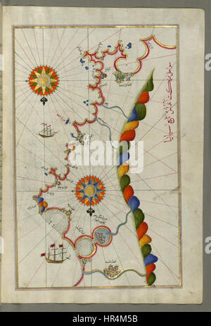 Piri Reis - Mappa della costa di Andalusia da Valencia a Cartagena - Walters W658259B - Pagina completa Foto Stock