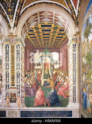 Pinturicchio - No. 4 - Omaggio a papa Eugenio IV nel nome dell'Imperatore Federico III - WGA17794 Foto Stock