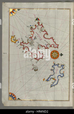 Piri Reis - Mappa delle Isole di Mojorca e Minorca - Walters W658233A - Pagina completa Foto Stock