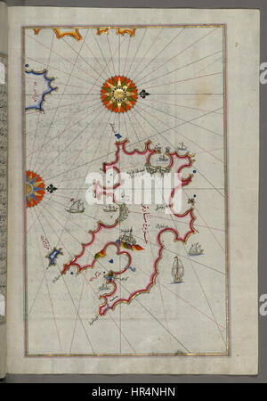 Piri Reis - Mappa dell'isola di Minorca - Walters W658230B - Pagina completa Foto Stock