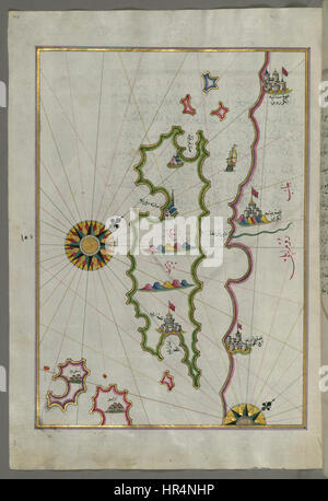Piri Reis - Mappa dell'isola di Rab - Walters W658163A - Pagina completa Foto Stock