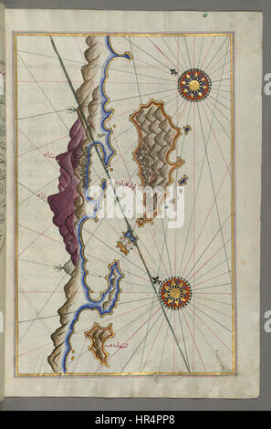 Piri Reis - Mappa delle isole lungo le coste di Finike - Walters W658337B - Pagina completa Foto Stock