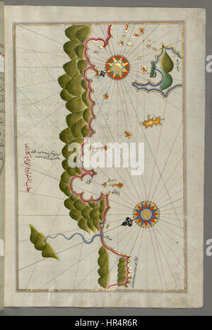 Piri Reis - Mappa di Unidentified isole al largo del Sud Costa anatolica - Walters W658339B - Pagina completa Foto Stock