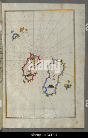 Piri Reis - Mappa di Aloneses e isole non identificato - Walters W658364B - Pagina completa Foto Stock