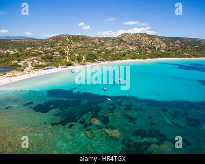 Vista aerea della spiaggia di Palombaggia in Corsica in Francia Foto Stock