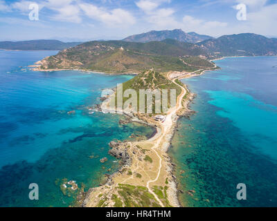 Vista aerea di sanguinarie isole sanguinario in Corsica, Francia Foto Stock