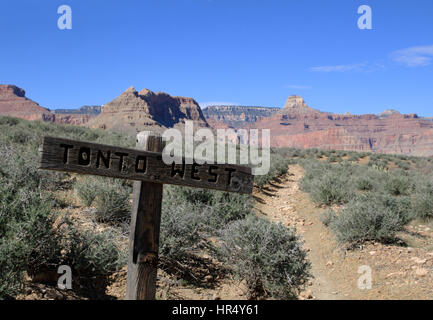 Tonto West Trail e segnavia nel Grand Canyon Foto Stock