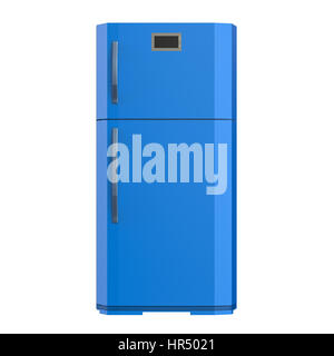 3D rendering blue frigo isolato su bianco Foto Stock