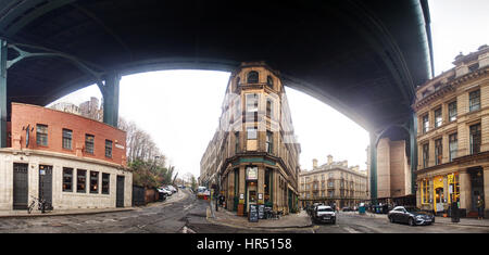 Vista panoramica della collina Akenside e Queen Street, Newcastle-upon-Tyne Foto Stock