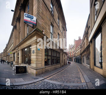 Vista panoramica di Grey Street e alto ponte, Newcastle-upon-Tyne Foto Stock