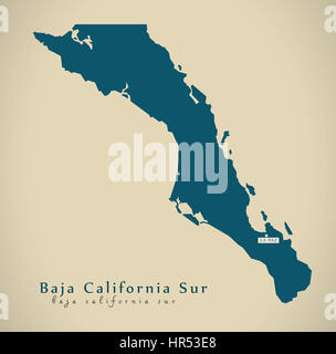 Mappa moderno - Baja California Sur Messico MX illustrazione Foto Stock