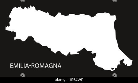 Emilia Romagna Italia Mappa black silhouette invertito Foto Stock