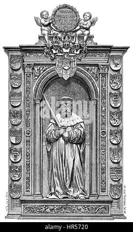 Epitaffio di Federico III o Federico il Saggio, 1463 - 1525, Elettore di Sassonia Foto Stock