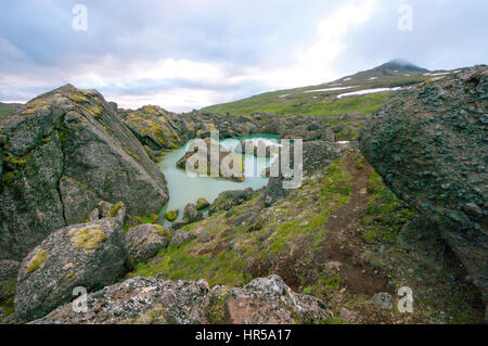 Incontaminate e remote piscina di acqua in Islanda (Stórurð) Foto Stock