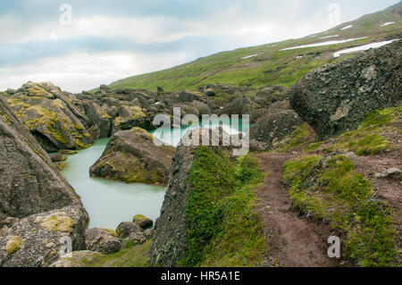 Incontaminate e remote piscina di acqua in Islanda (Stórurð) Foto Stock