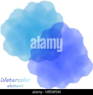 Blu chiazza acquerello. Set di blu cerchi ad acquerello. Illustrazione Vettoriale