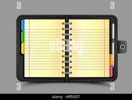 Aprire organizer sfondo grigio Illustrazione Vettoriale