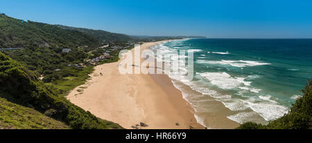 Panoramica sul panorama della Wilderness Beach dal Dolphin punto, Western Cape, Sud Africa Foto Stock