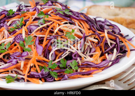 Coleslaw insalata di cavolo rosso con carote, sedano radice Foto Stock