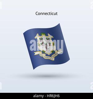 Stato del Connecticut bandiera sventola formare su sfondo grigio. Illustrazione Vettoriale. Illustrazione Vettoriale