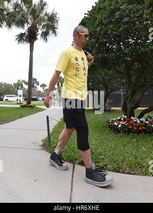 Jupiter, Florida, Stati Uniti d'America. Il 22 febbraio, 2017. Ichiro Suzuki (Marlins) MLB : Miami Marlins spring training camp di baseball in Jupiter, Florida, Stati Uniti . Credito: AFLO/Alamy Live News Foto Stock