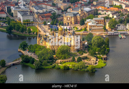 Castello di Schwerin, il giardino del castello, il Lago Burgsee, lago Schweriner vedere, Schwerin, Meclemburgo-Pomerania Occidentale, Germania Foto Stock