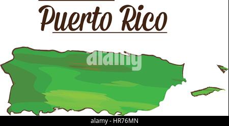 Isolato di Puerto Rico mappa Illustrazione Vettoriale