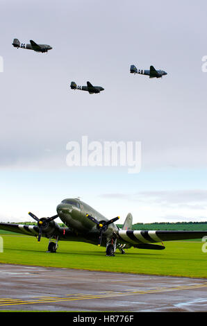 Douglas C-47 D Day, anniversario, Duxford, Foto Stock