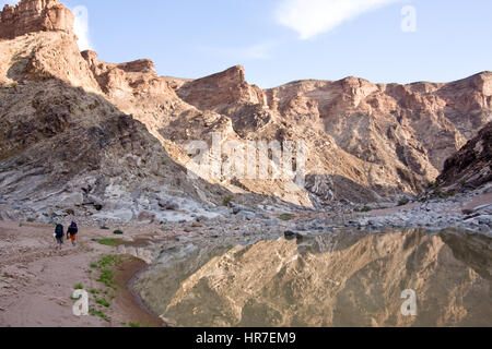 Escursionismo il Fish River Canyon è un backpacking trail su più giorni attraverso il difficile ma esaltante condizioni desertiche. Gli escursionisti devono essere ben preparati. Foto Stock