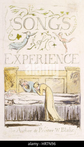 *Songs of Innocence and of Experience* di William Blake è una raccolta in due parti di poesie e incisioni del 1795. Questo lavoro contrasta gli stati di innocenza e di esperienza, esplorando temi di moralità, infanzia e vita adulta, trasmessi attraverso lo stile e la filosofia artistici unici di Blake. Foto Stock