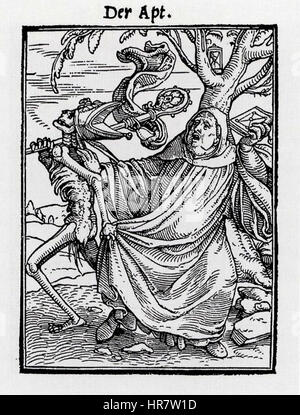L'Abate, dalla danza della morte, da Hans Holbein il Giovane Foto Stock