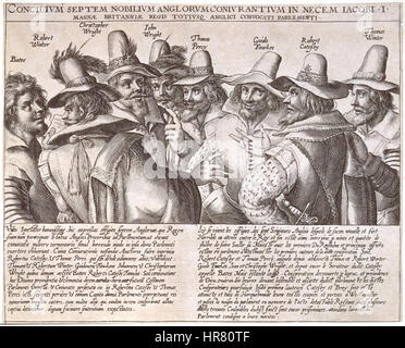 La polvere da sparo Plot cospiratori, 1605 da Crispijn van de passe il sambuco Foto Stock