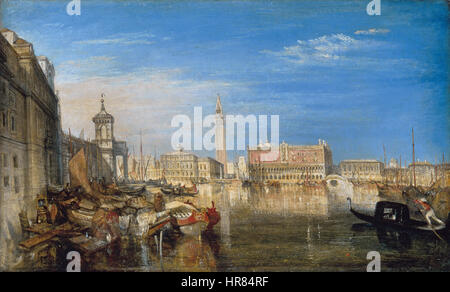 William Turner, il Ponte dei Sospiri e Palazzo Ducale e Custom-House Foto Stock