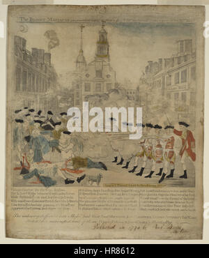 Il sanguinoso massacro perpetrato in King Street, Boston, il 5 marzo 1770 da parte di una delle parti della XXIX edizione del reggimento WDL214 Foto Stock