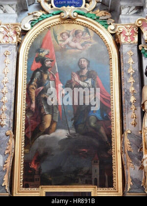 Il dipinto di Valentin Metzinger 'SV. Florijan in SV. Donat' raffigura il santo patrono Floriano e San Donato, sottolineandone l'importanza nella storia religiosa e nella tradizione spirituale della regione. Foto Stock
