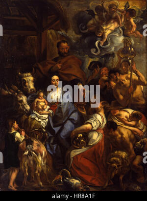 La Adorazione dei pastori - Jacob Jordaens - Google istituto culturale Foto Stock