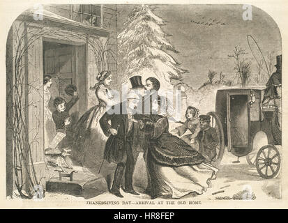 La Giornata del ringraziamento -- arrivo presso la vecchia casa (Boston Public Library) Foto Stock